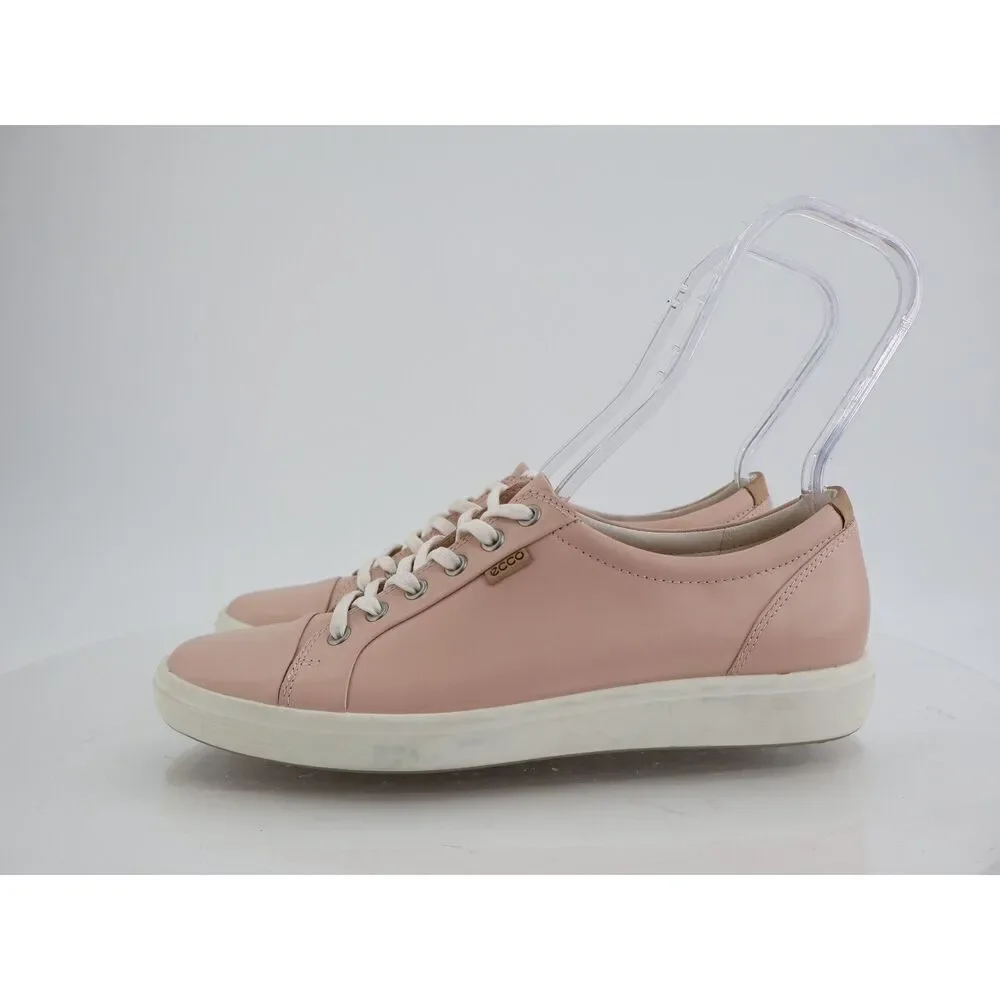 Ecco Women's Soft 7 Sneaker Size 43 12 Pink Blush Leather Lace Up Shoes Comfy